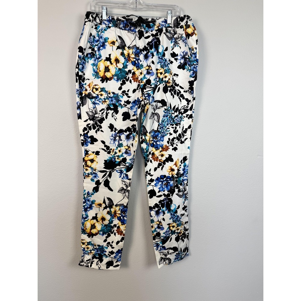 Jaanuu Floral Jogger Scrub Pants Women's Large Multicolor Garden Party Floral